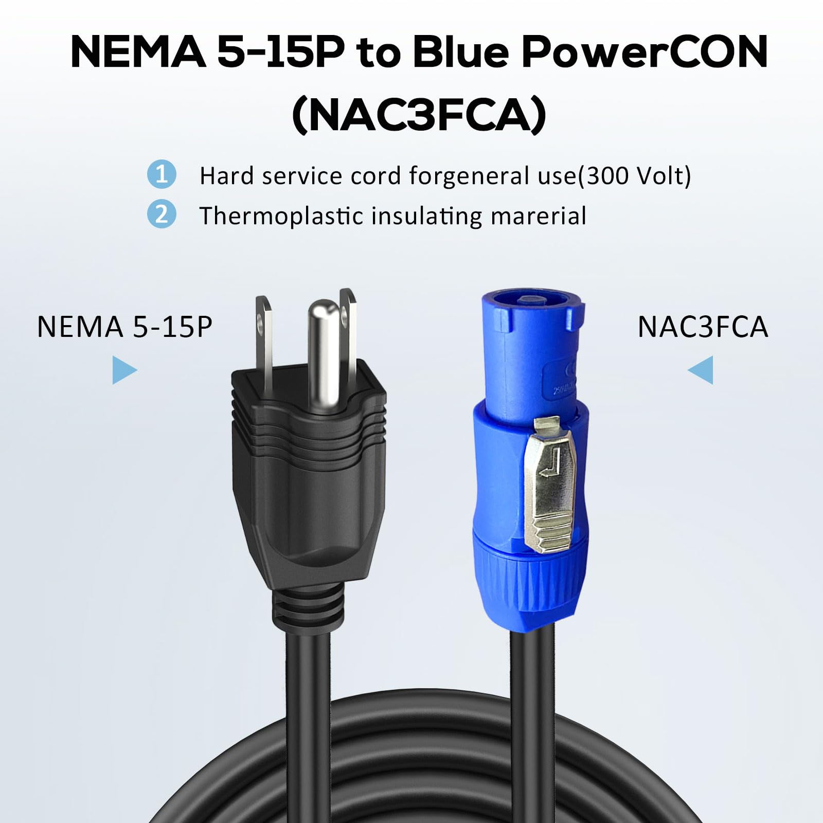 YQMRCZRF 3-Prong NEMA 5-15P to PowerCon AC Power Cable 20A-3FT