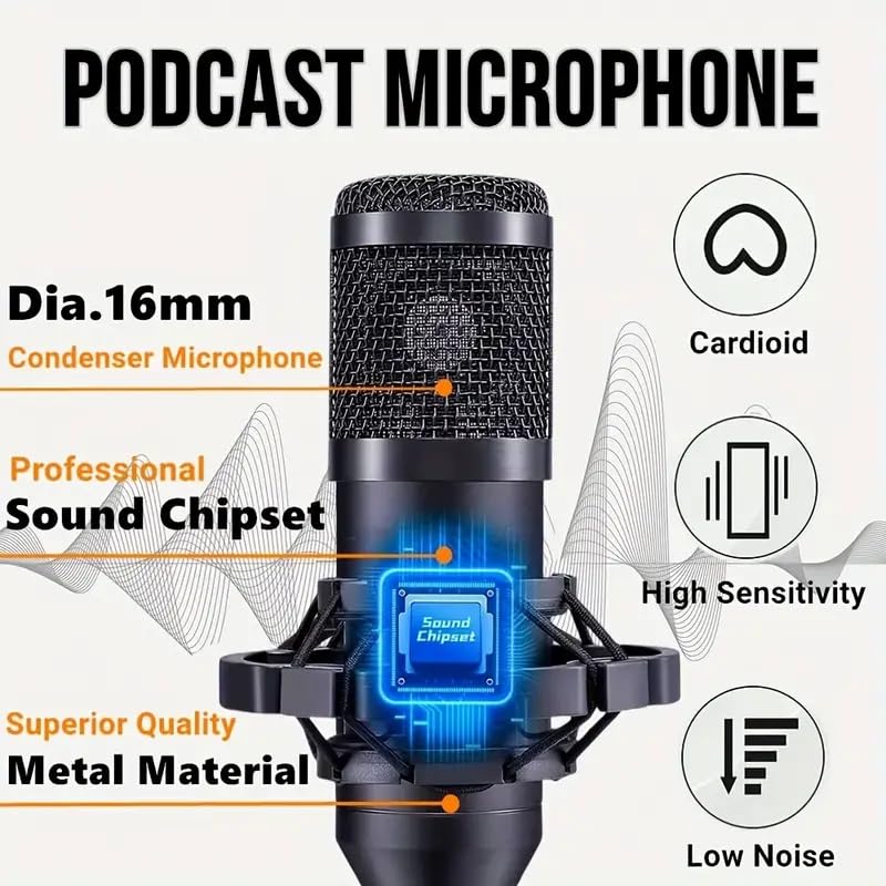 sktome Podcast Equipment Bundle, V8max Voice Changer with Podcast Microphone Bundle – Studio Condenser Microphone Perfect for Podcasting, Recording, Singing, Streaming and Gaming