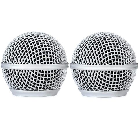 RK143G Replacement Grille for Shure BLX288/SM58 Digital Handheld Wireless Microphone System 2-Pack, with Windscreen, Silver Color, 2 Pack