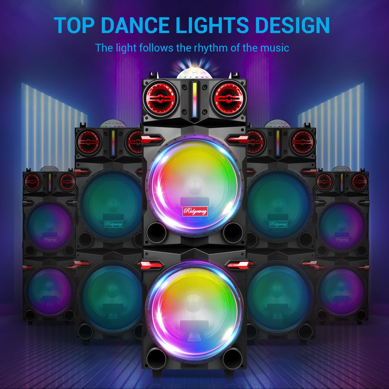 ROXAAN Portable Wireless Party Bluetooth Speaker with Dual 10″ Woofers