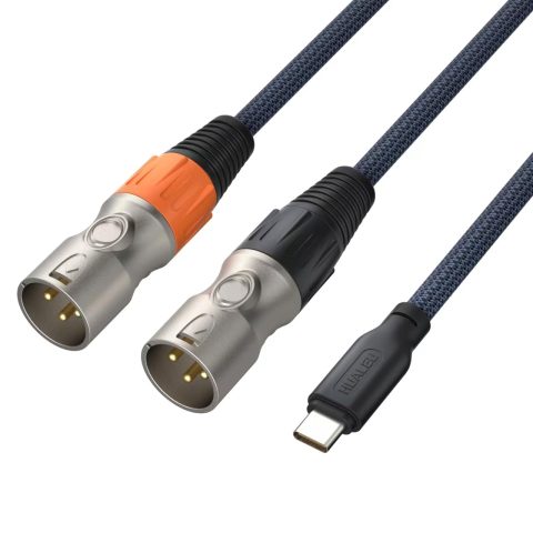 HUALEU USB C to Dual XLR Male Audio Cable – 3.3FT, 32Bit/384Khz Stereo, Compatible With Mobile Phones, Active Speakers & Power Amplifiers