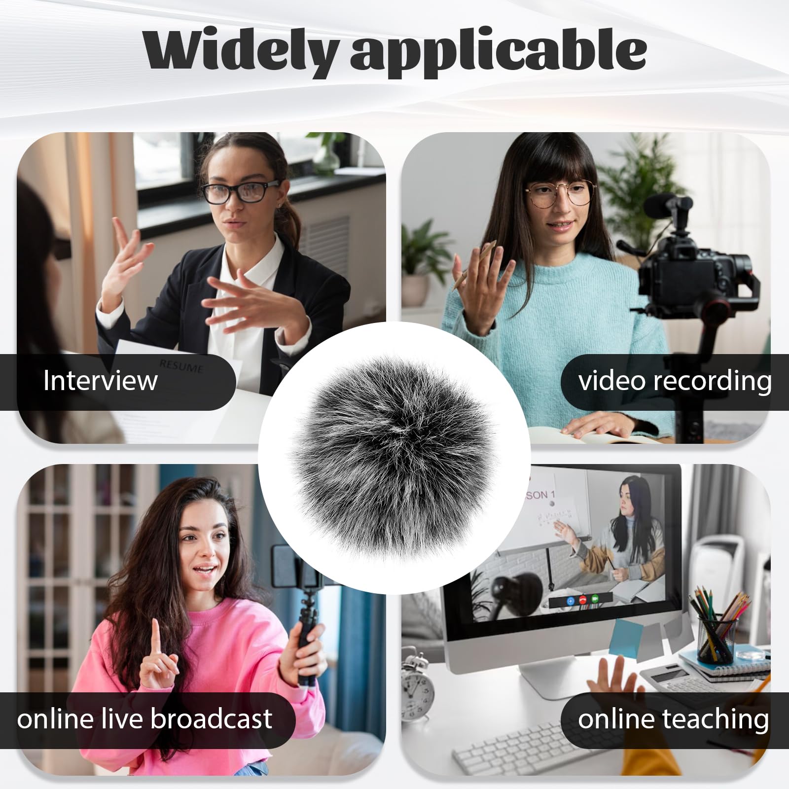 Mini Wireless Furry Windscreen Covers, 5 Pcs Furry Windscreen Muff Lavalier Microphone Wind Screen Muffs Pop Filter Noise Reduction for Wind and Ambient Noise Improve Mic Audio Quality (Grey)