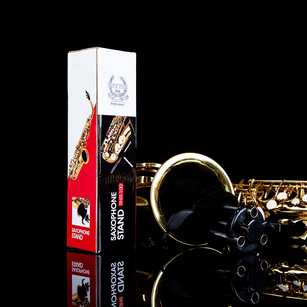 RHYTHM Foldable Alto Saxophone Stand Stainless Steel Sax Stand Holder Portable Saxophone Bracket Adjustable Stand