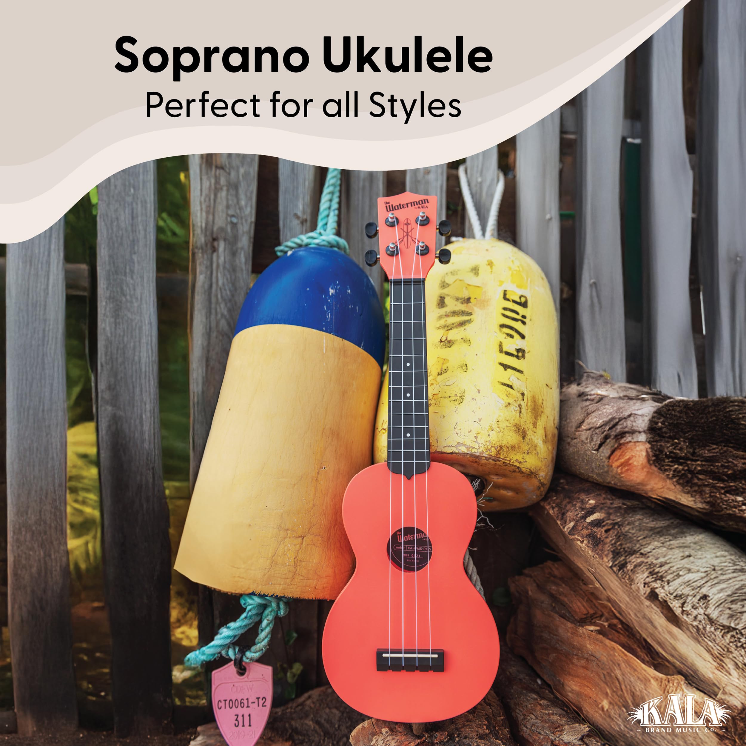 Kala KA-R-WMS-PK-S Soprano Recycled Waterman Ukulele – Pink Dust