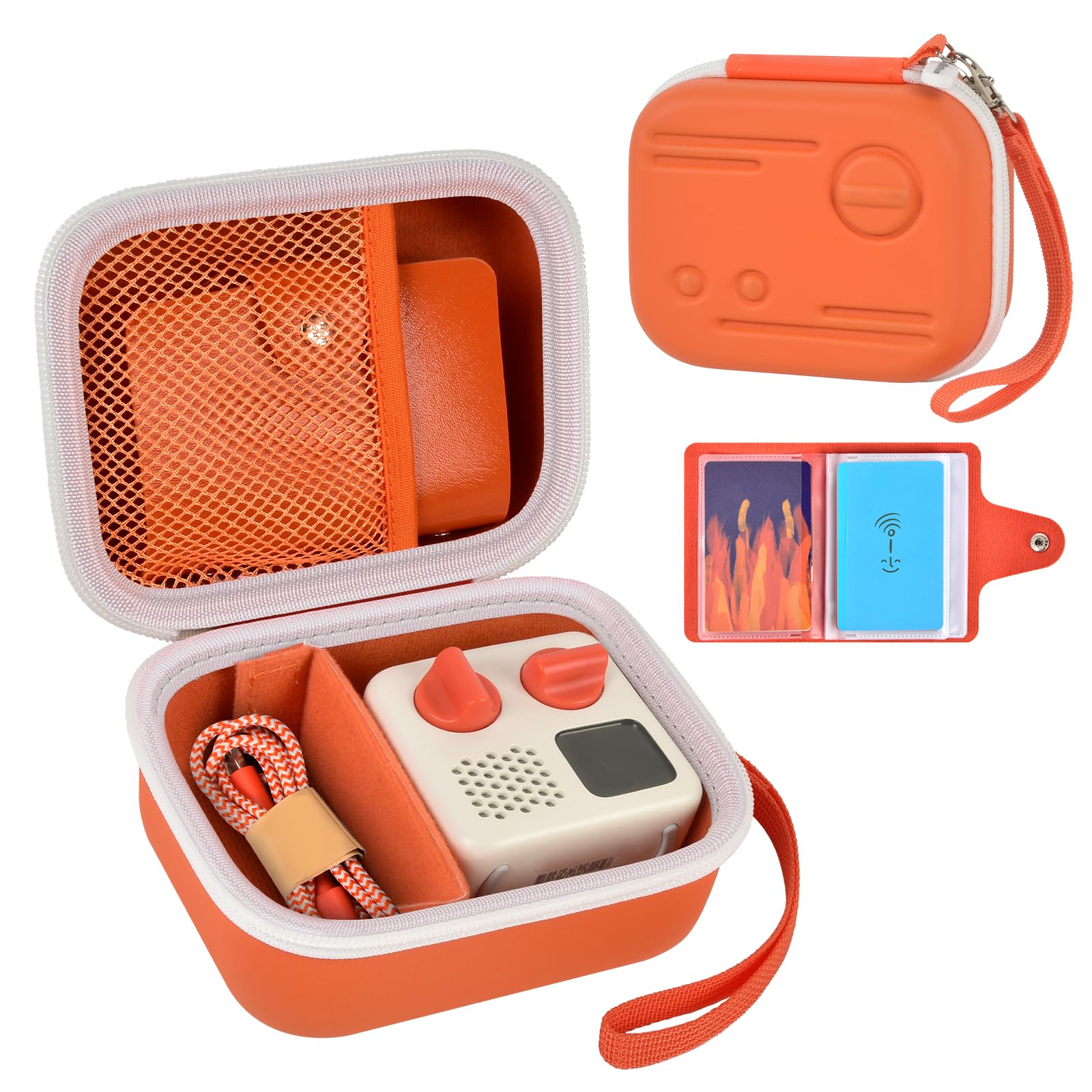 Againmore Carrying Case for Yoto Mini Player with 24+ Card Holder-Orange