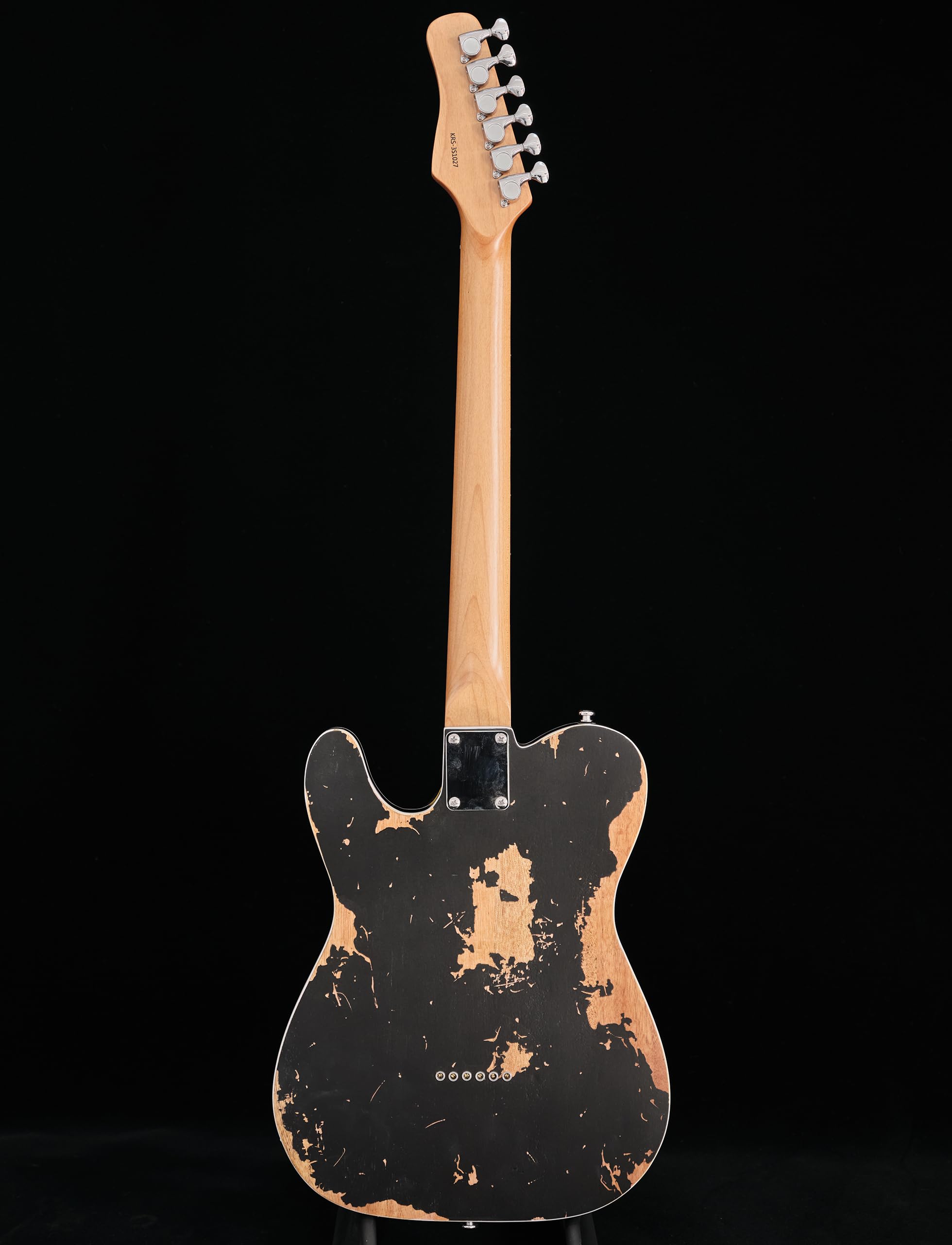 KGD Relic electric guitar mahogany body carbonized maple neck rosewood fretboard 6-string solidbody electric guitar S-S pickupsbrass barrel saddle bridge (Black)