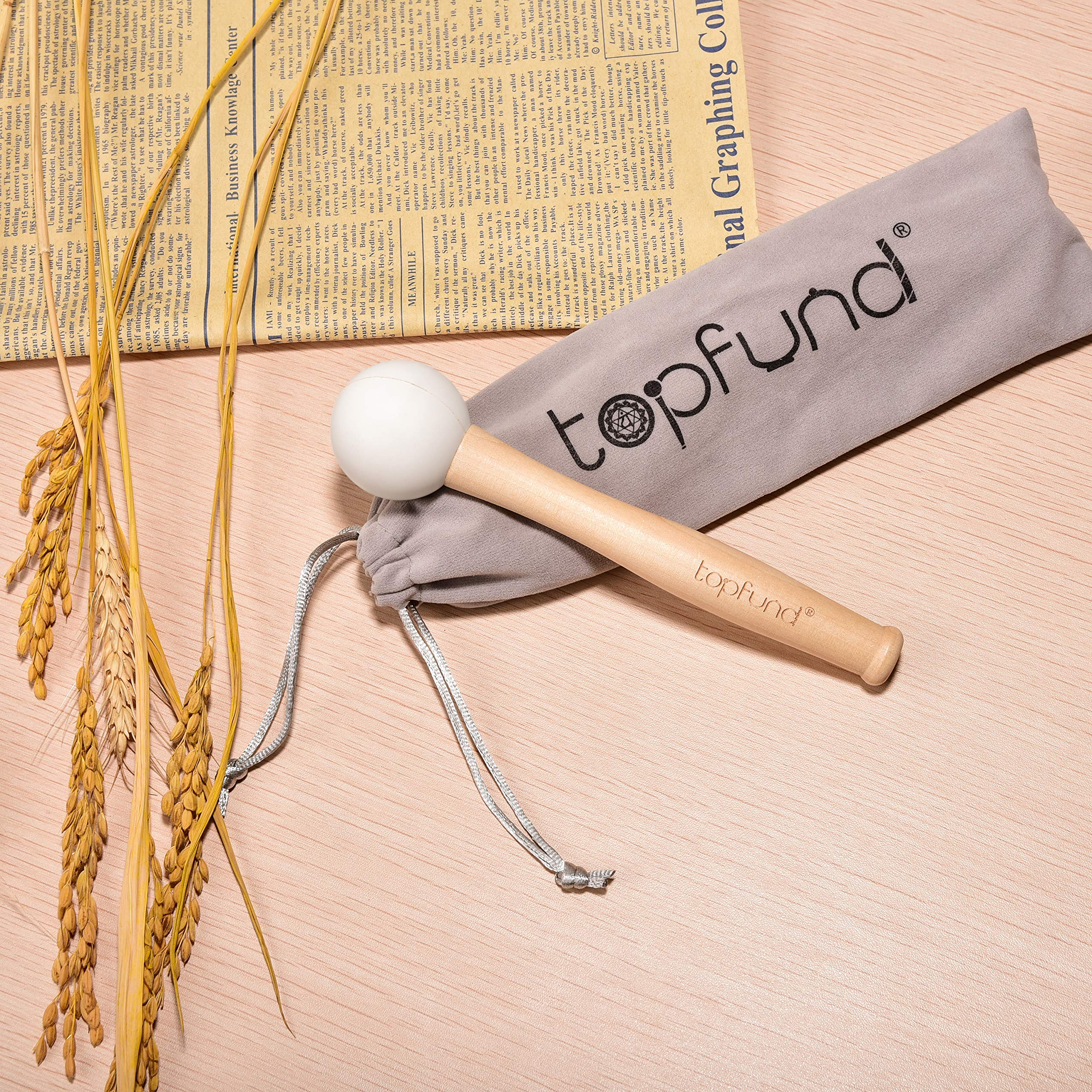 TOPFUND 440Hz D Note Crystal Singing Bowl 8 inch Sacral Chakra with Heavy Duty Carrying Case and Suede Mallet