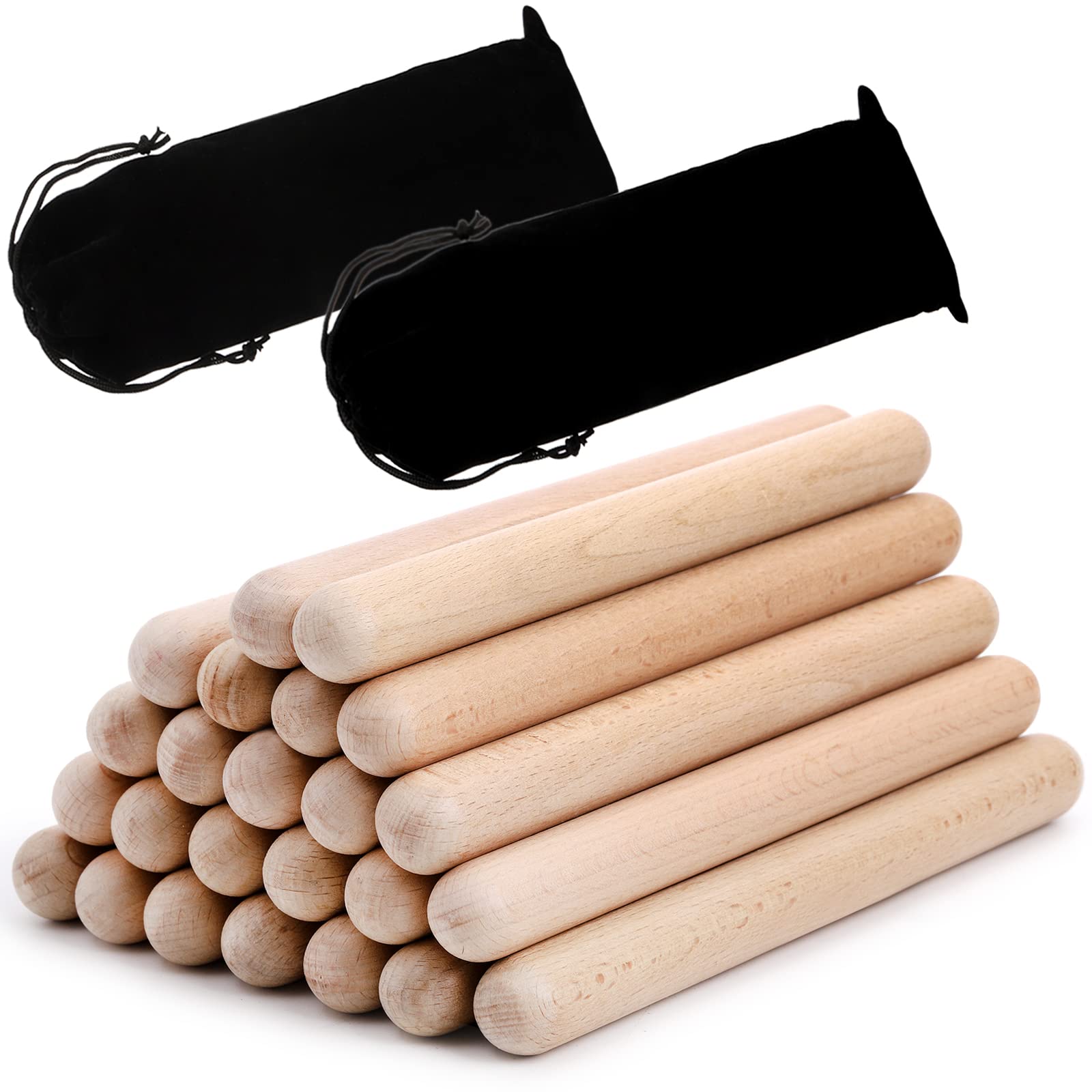 ZEAYEA 24 Pack Rhythm Sticks with 3 Carry Bag, 8 Inch Wood Claves Musical Percussion Instrument, Hardwood Musical Sticks for Music Parties