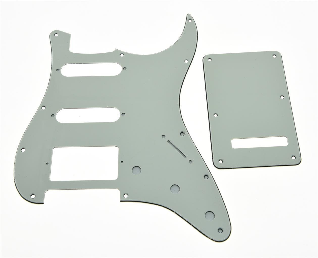 KAISH 11 Hole ST/Strat Style Pickguard HSS Pick Guard with ST Back Plate Tremolo Trem Cover for USA/Mexico Stratocaster/Strat Ivory 3 Ply