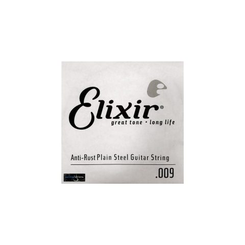 Elixir, Acoustic/Electric Guitar Strings, Anti-Rust Plain Steel, Single 9