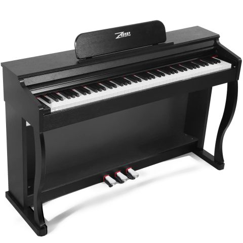 ZHRUNS Digital Piano, 88 Key Weighted Keyboard Piano,Full-size Electric Piano Keyboard with Sheet Music Stand, Triple Pedal, Power Adapter, Supports USB-MIDI Connecting (Black)