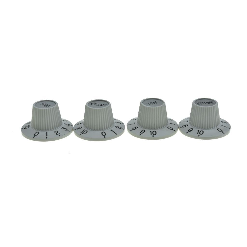 KAISH 4X White with Silver Cap LP Guitar Witch Hat Knobs Top Hat Knob for Epi Les Paul SG