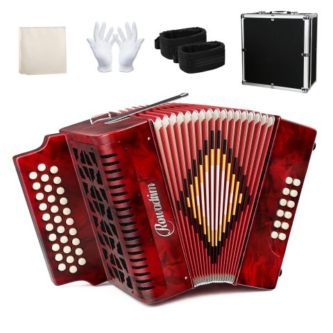 Accordions 31 Key 12 Bass Diatonic F/B/E Accordion Carry Kit (Red)