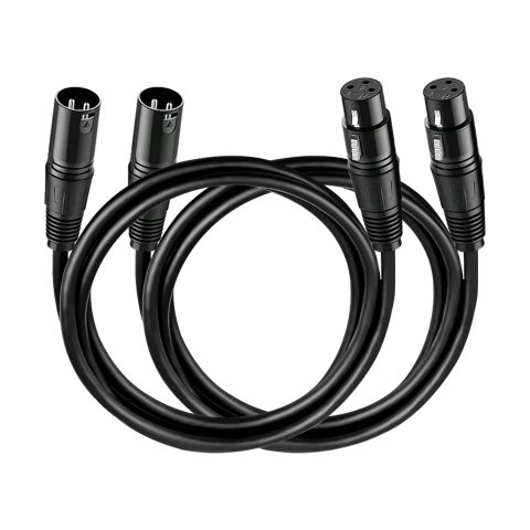 VANDESAIL XLR Cable, 3ft 2 Pack Microphone Cable, XLR Male to Female Balanced Microphone Cord 3 pin, Short 3 Foot Mic Cords, Audio Mic Extension Patch Cable 3 feet (3 Foot, Black)