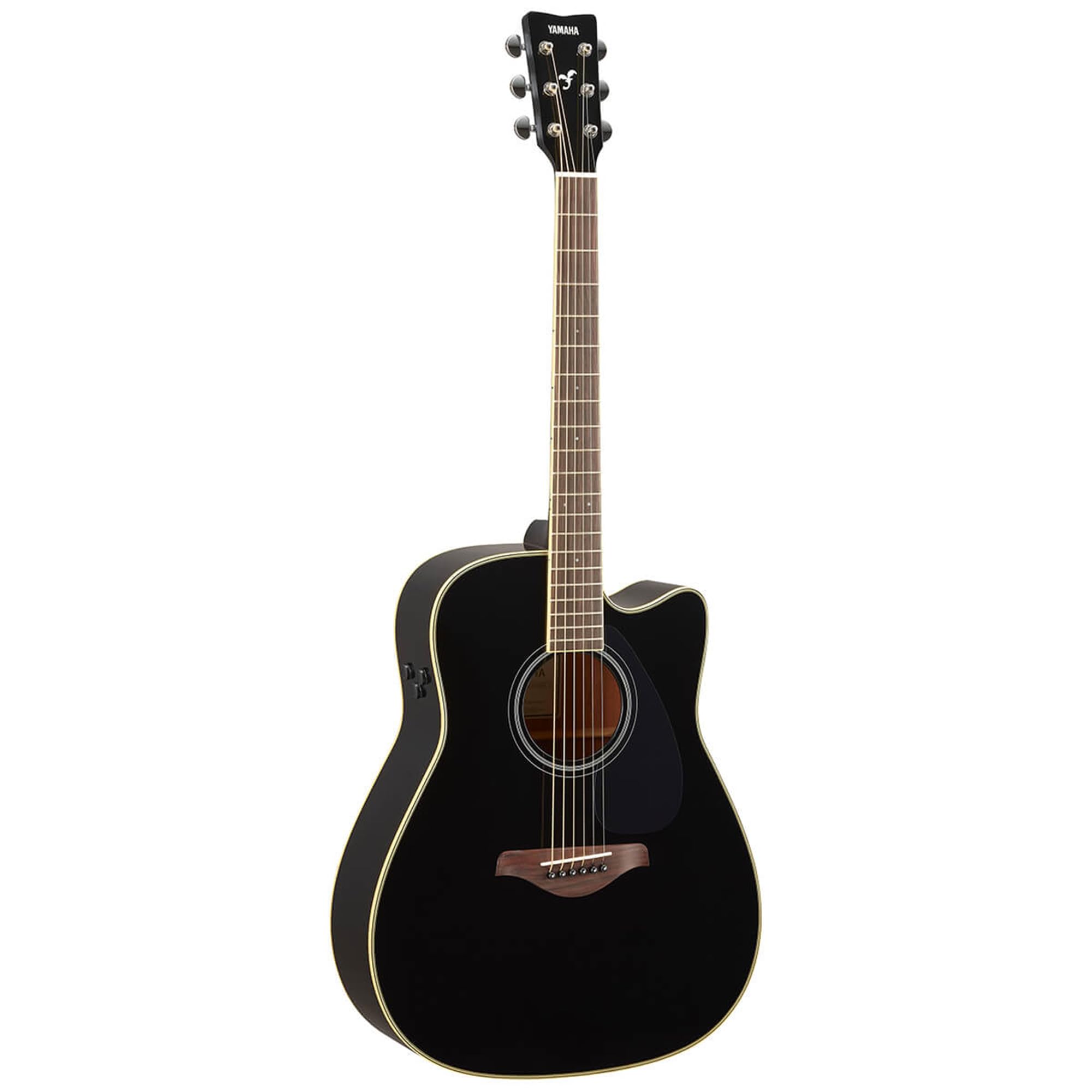 Yamaha FGC-TA BL FGC-TA Dreadnought Cutaway Transacoustic Guitar w/ Chorus and Reverb, Black