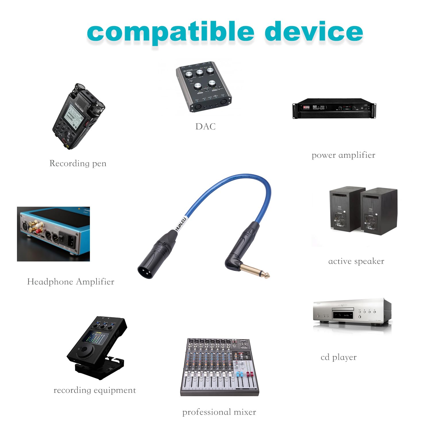 HUALEU XLR Female to 3.5mm Microphone Balanced Cable, XLR Female to 1/8 inch Mic Cord for Mixers, Microphones, Digital SLR Cameras, Computer Sound Cards 3.3FT
