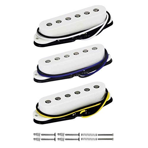 FLEOR Alnico 5 Single Coil Pickups Flat Pole Guitar Neck/Middle/Bridge Pickup Set White