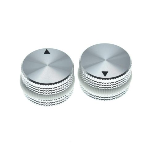 KAISH 2pcs 63/64″(25mm) Diam. Aluminium Potentiometer Knobs 1/4″ Universal Metal Pot Knobs for Guitar/Bass/AMPS Amplifier/Power Amplifier/Preamps/Audio Equipments Silver with White Rubber o-ring