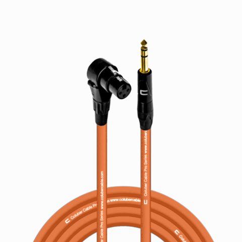 COLUBER CABLE Right Angle XLR Female to 1/4″ TRS Male – 20 Feet – Orange – Pro 3-Pin Microphone Connector for Powered Speakers, Audio Interface or Mixer for Live Performance & Recording