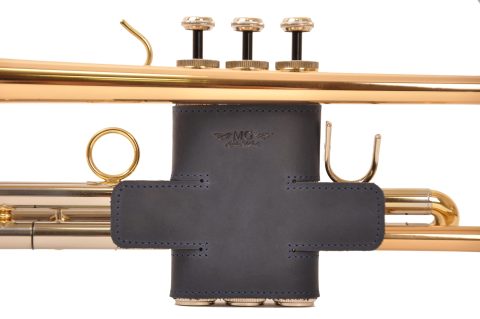 MG Leather Work Trumpet Valve Guard Genuine Leather of protection and comfort (Guard, Dark Blue)