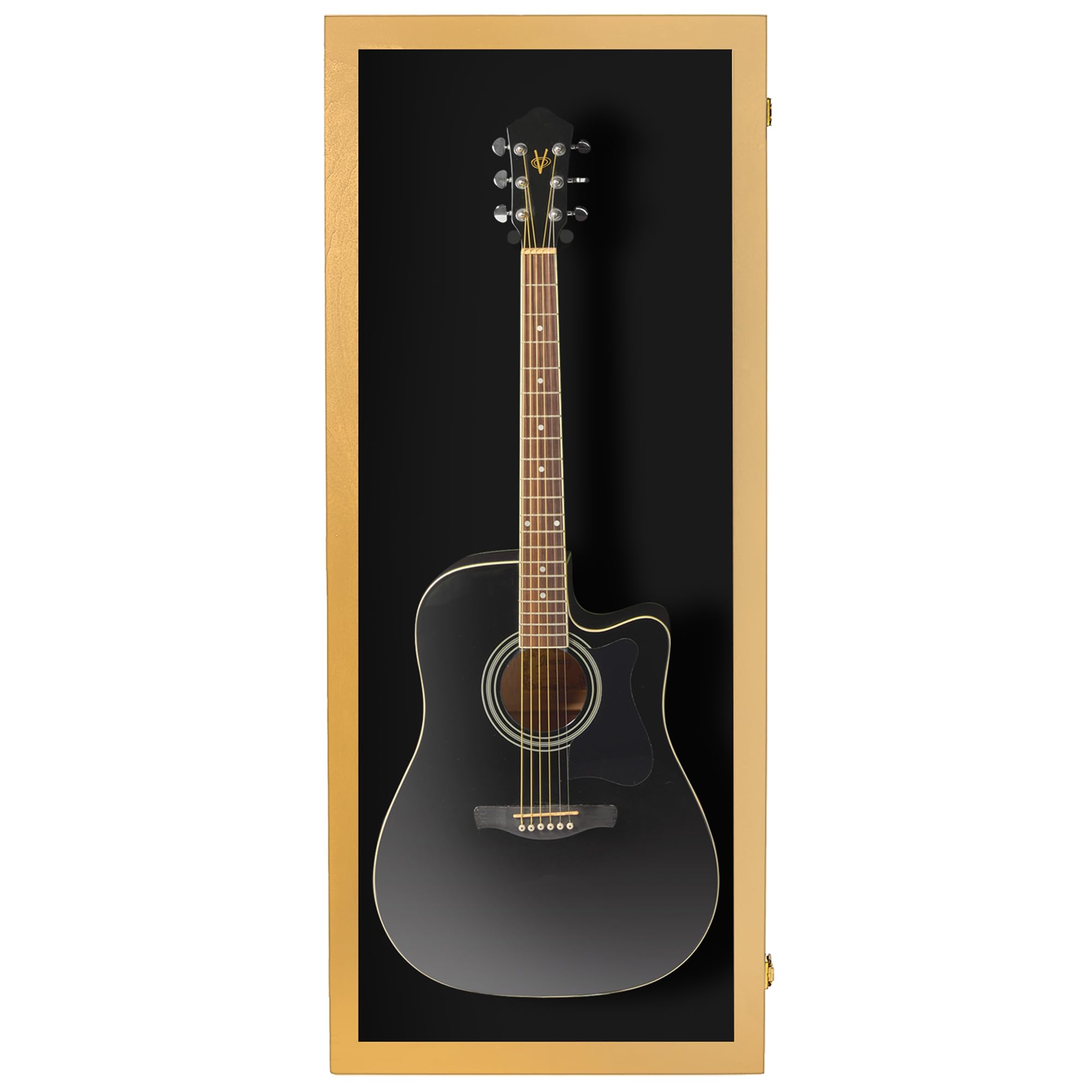 PENNZONI Acoustic Guitar Display Case – Acrylic Acoustic Guitar Case – Guitar Display Case Wall Mount Made from Hardwood Frame & Clear Acrylic – Golden Oak w/Black Felt