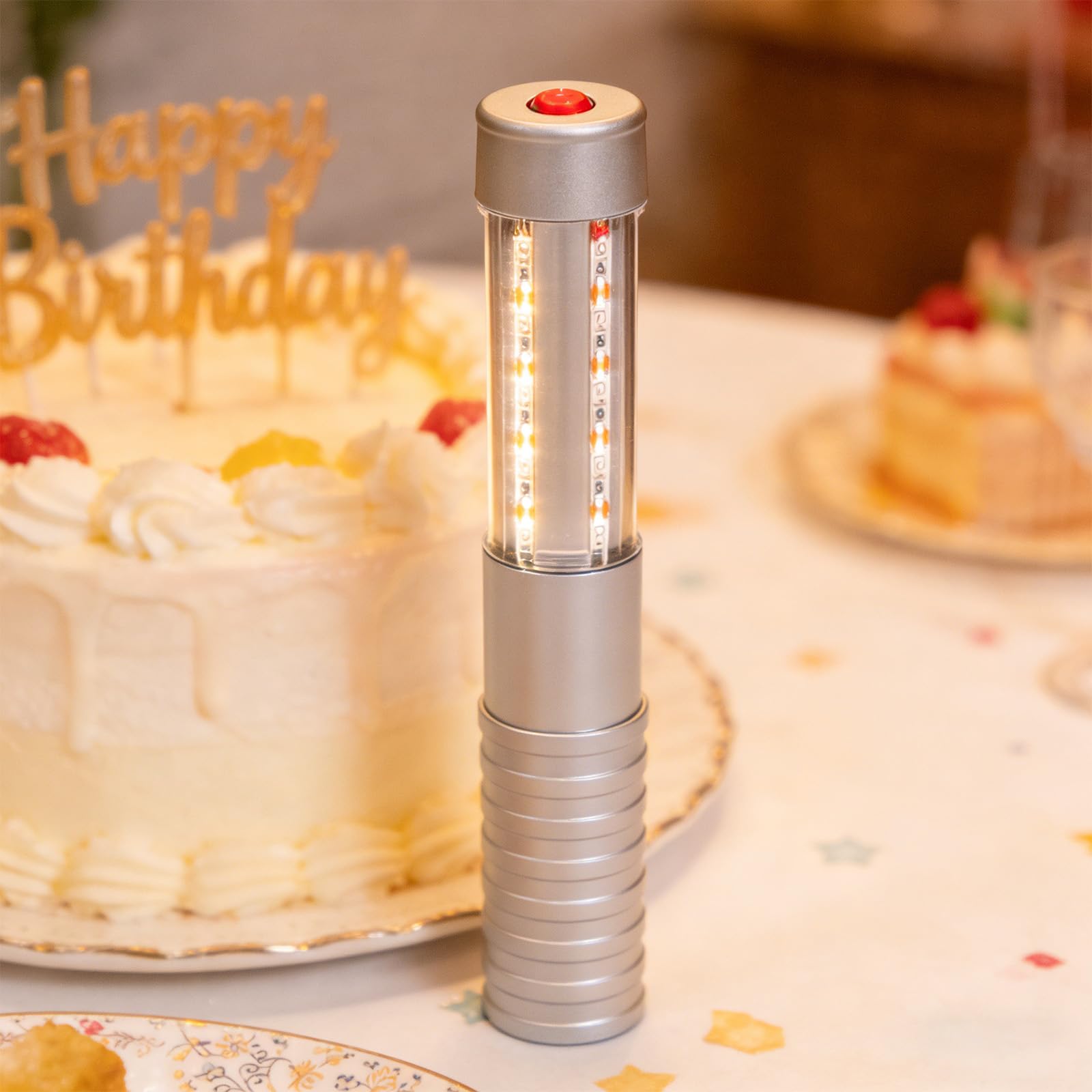 Strobe Bottle Girl Lights Baton Reusable Rechargeable LED Bottle Service Lights Service LED Champagne 2 Pcs for Bar Club Birthday Weddings Parties(Silver, White Light)