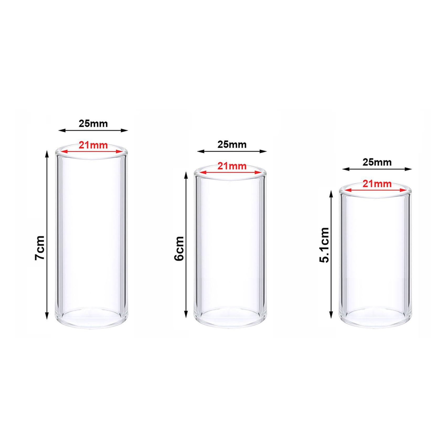 Hufopik 3Pcs Glass Guitar Slide Set – Three Sizes for Versatile Use – Smooth Glass Slides Enhance Guitar Playing – Suitable for Electric, Acoustic, and Bass Guitars – Ideal for Musicians