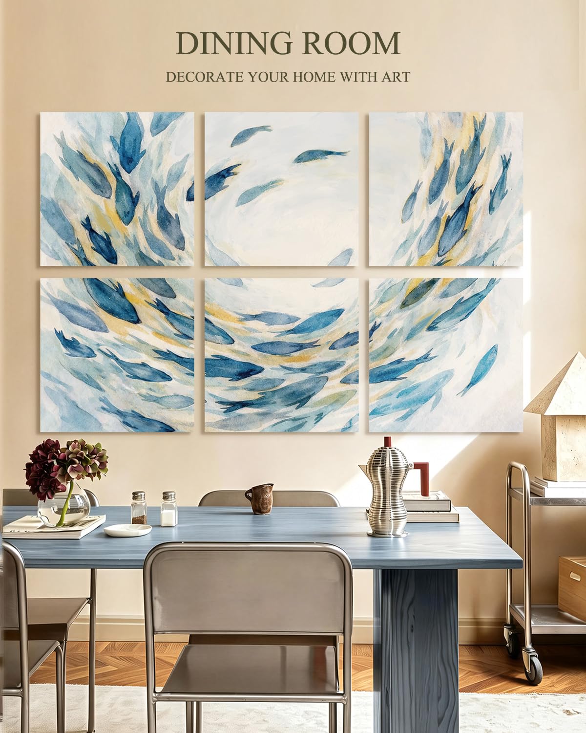 InSimSea Acoustic Wall Art, 72x48in, Ocean Watercolor Fish