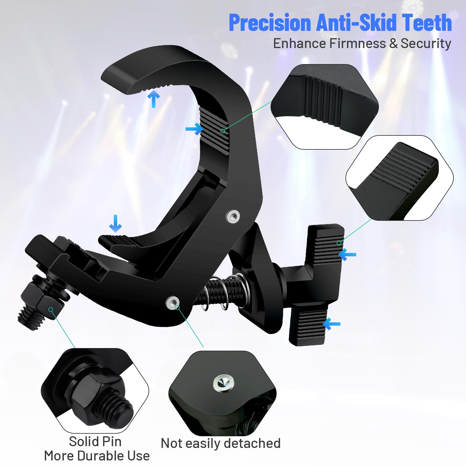 1.65-2.36 Inch Truss Clamp 4 Pack, Czgor Heavy Duty 220lb Stage Light Clamp