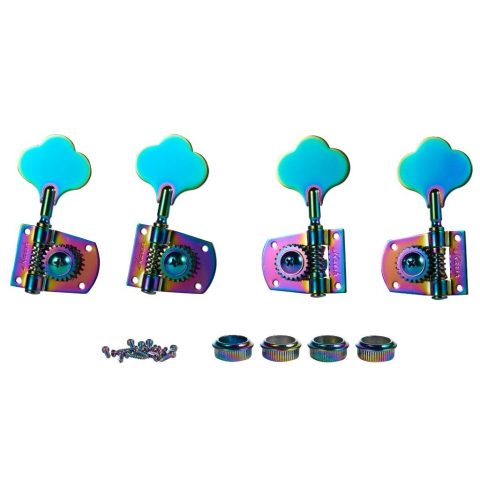 KAISH Burnt Chrome 2+2 Cloverleaf Bass Tuners Bass Tuning Machines Bass Tuning Keys for Standard/Highway One Series Jazz J Bass/Precision P Bass