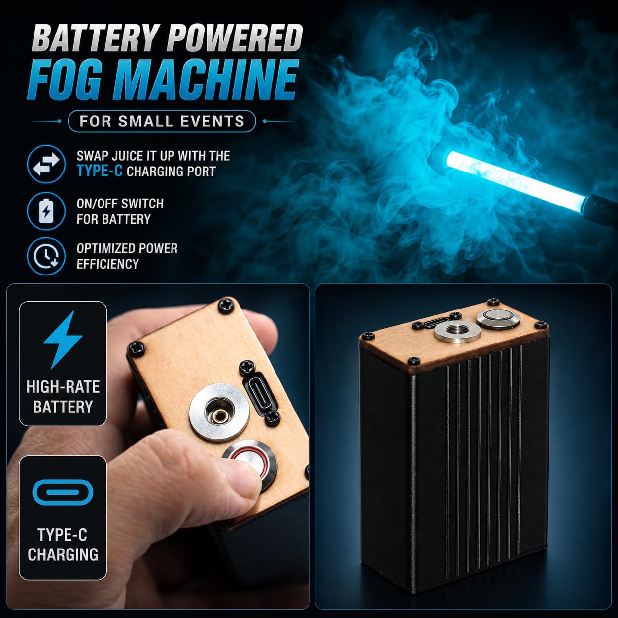 StageFogger Mini Fog Machine- Handheld Cinematic Smoke Generator for Macro Photography&Product Shoots, 0s Preheating for DIY Models,Food Styling,Tiny Scenes (CZ1 Fog Machine Set)