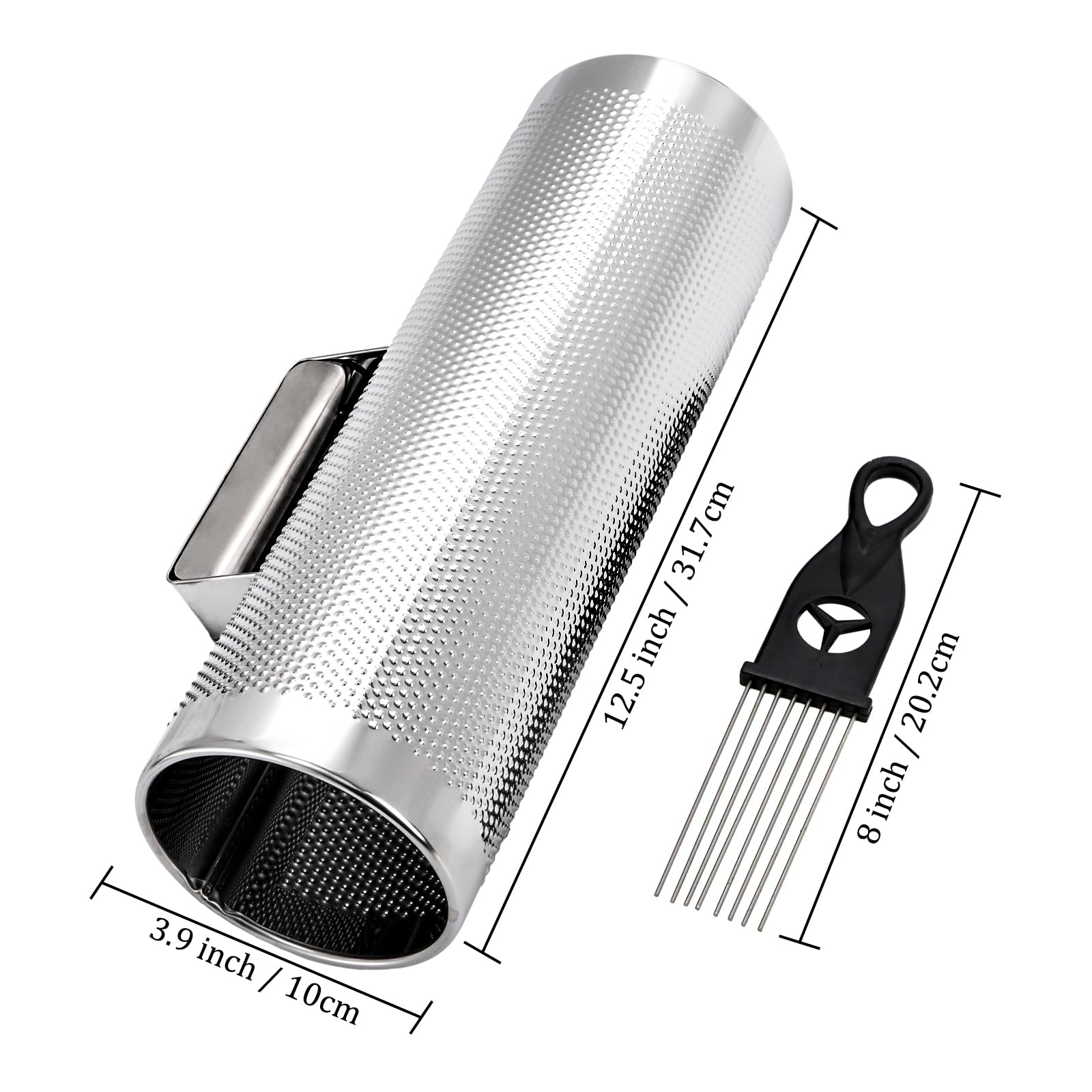 Foraineam Stainless Steel Guiro with Scraper, 12″ x 4″ Professional Latin Hand Percussion Instrument, Band Accompaniment Musical Training Tool Metal Guiro Shaker Instrument