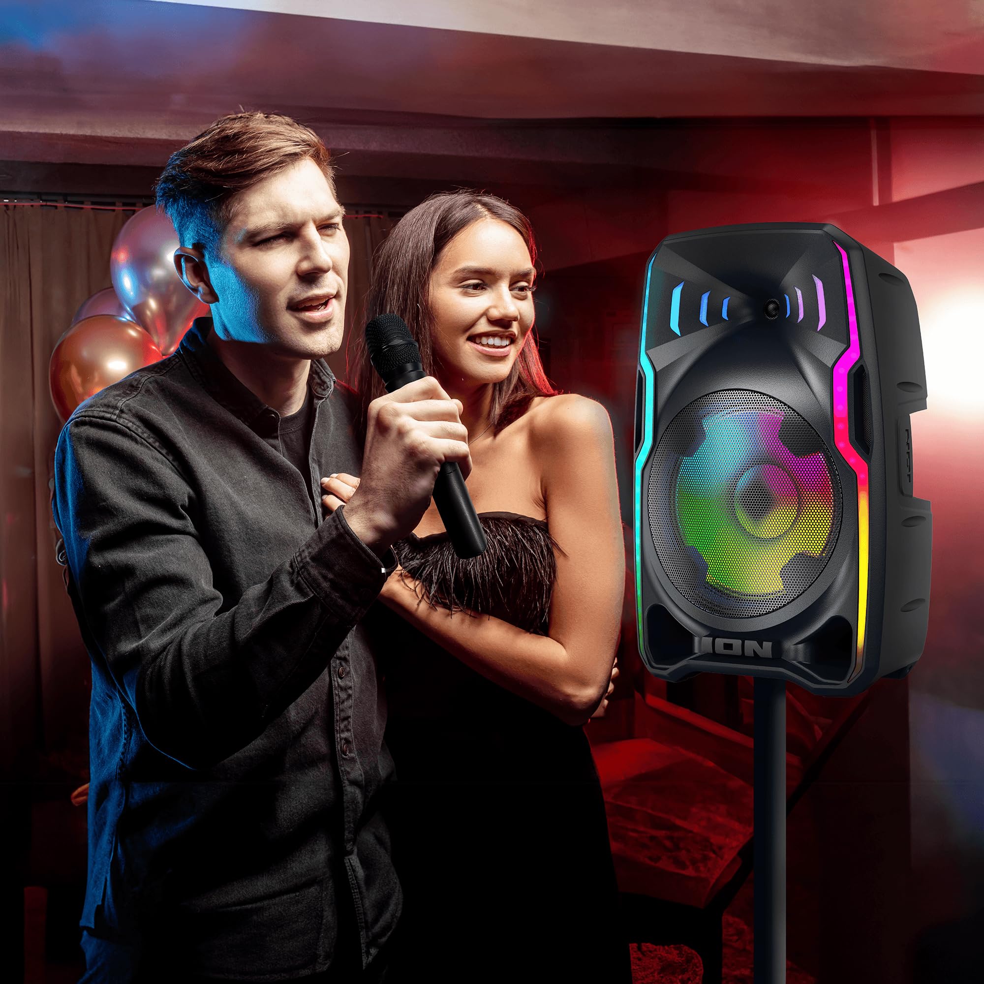 ION Audio Total PA APEX Battery-Powered Wireless High-Power PA System with Wireless Microphone, Bluetooth, Integrated Mixer and Party Lights (Renewed)