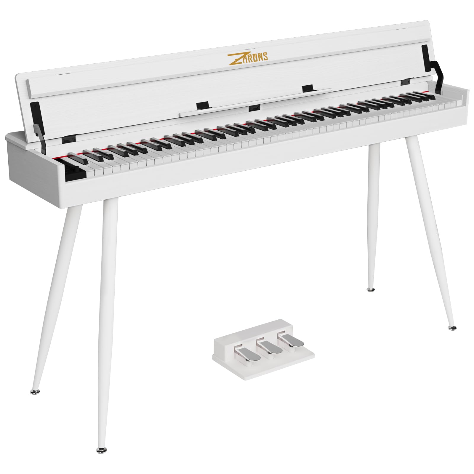 ZHRUNS 88 Key Full-Weighted Digital Piano – Wooden Upright Electric Keyboard with Progressive Hammer Action, 3-Pedal Unit, Stand & Headphone Jack for Beginner Adults (White)
