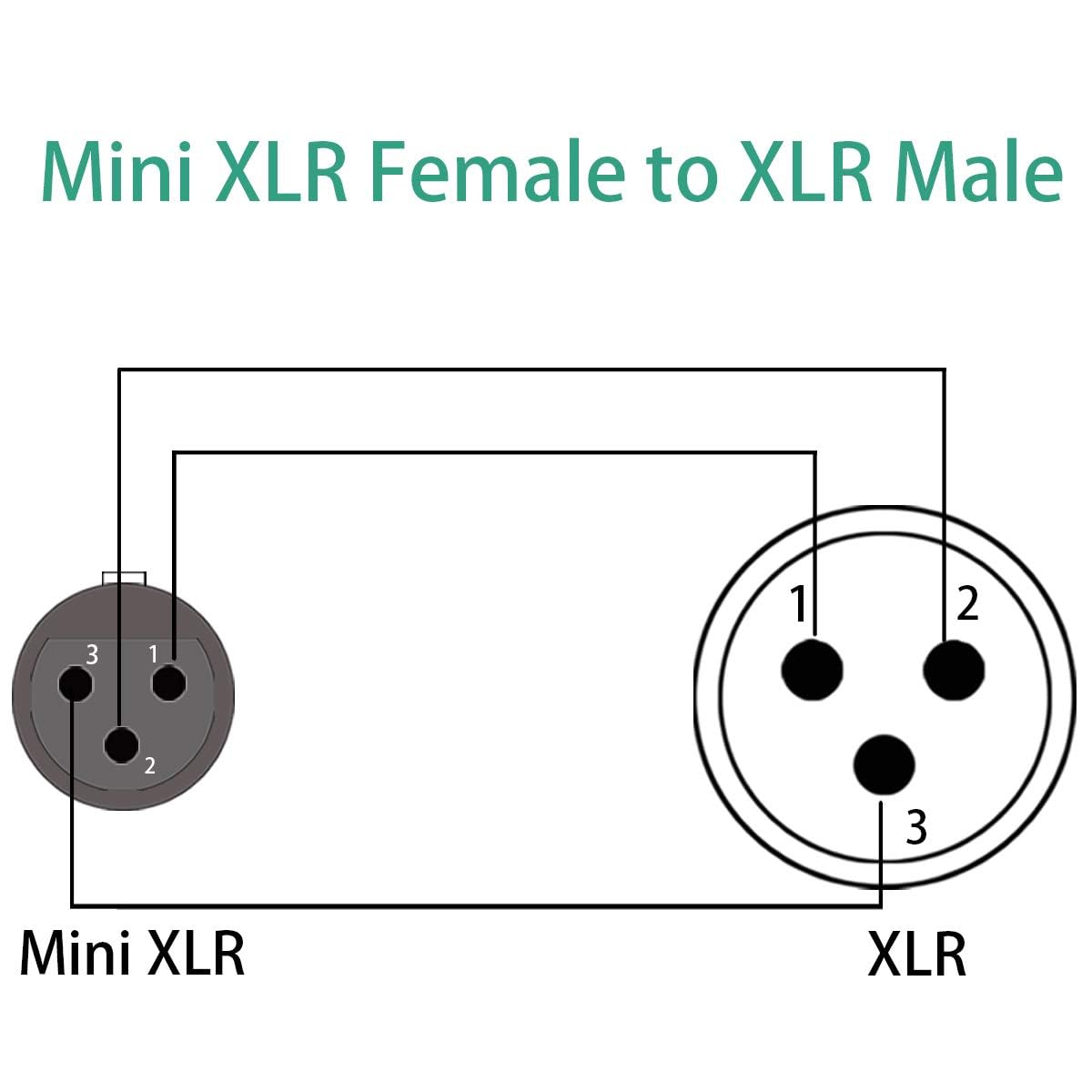 JOMLEY Mini XLR Female to Regular XLR Male Pro Lapel Microphone Cable, 1FT
