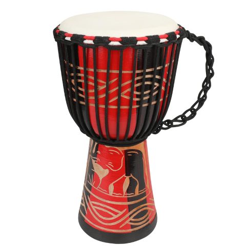 MUINS Djembe drum,9.5” x 20” African Hand Drum Carved Mahogany Drums