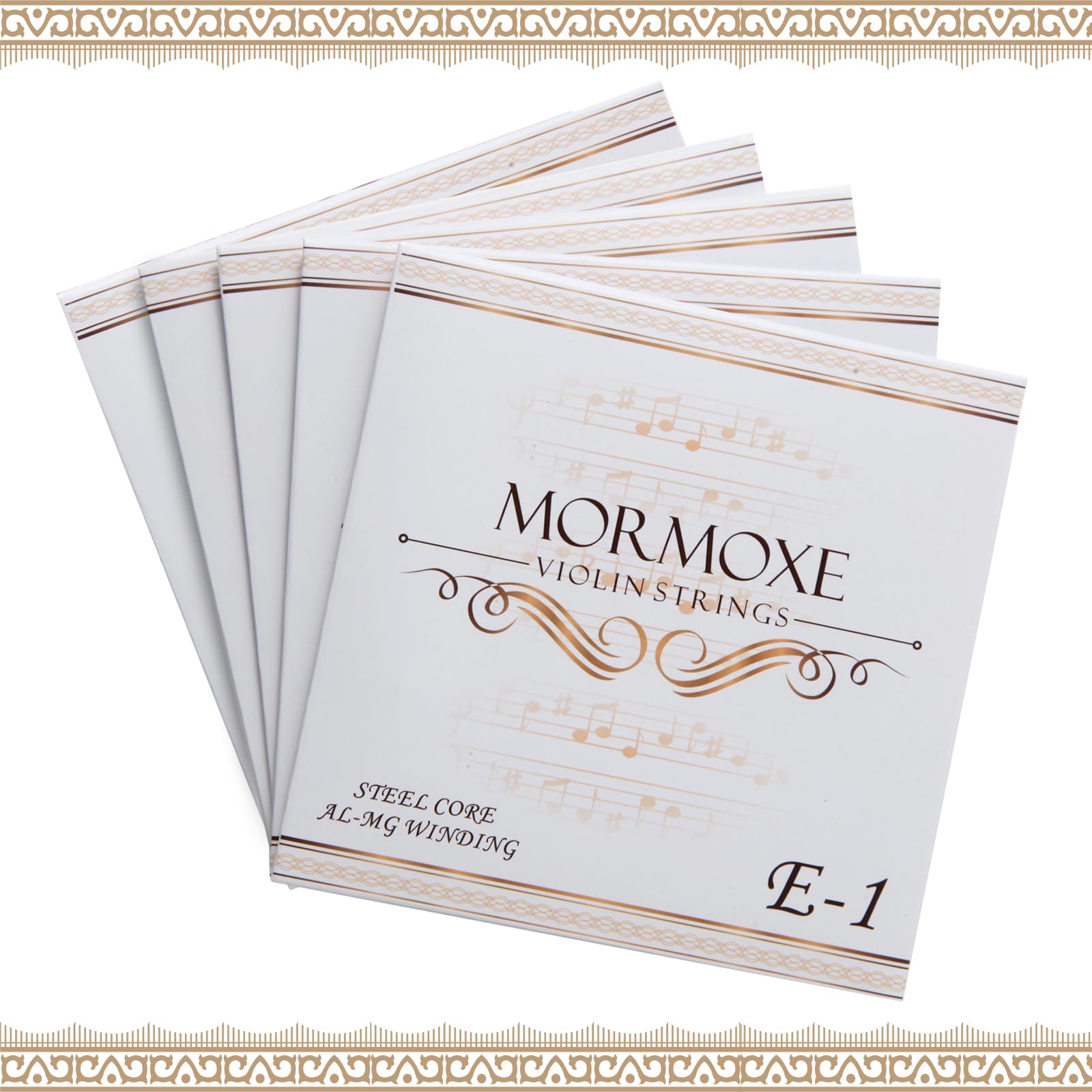 MorMoxe Violin String – Violin Strings 3/4 Full Set (G-D-A-E-E’) – Steel Core for Superior Performance – Al-Mg Winding for Enhanced Sound – Violin Accessories