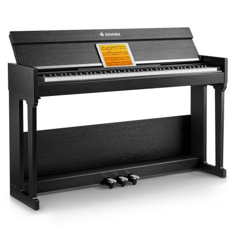 Donner DDP-90 Pro Digital Piano 88 Key Weighted Keyboard, Electric Piano Keyboard Full Size with Folding Cover, Three Pedals, Wireless MIDI Audio, 238 Tones, Gifts for Women Girls Beginners, Black