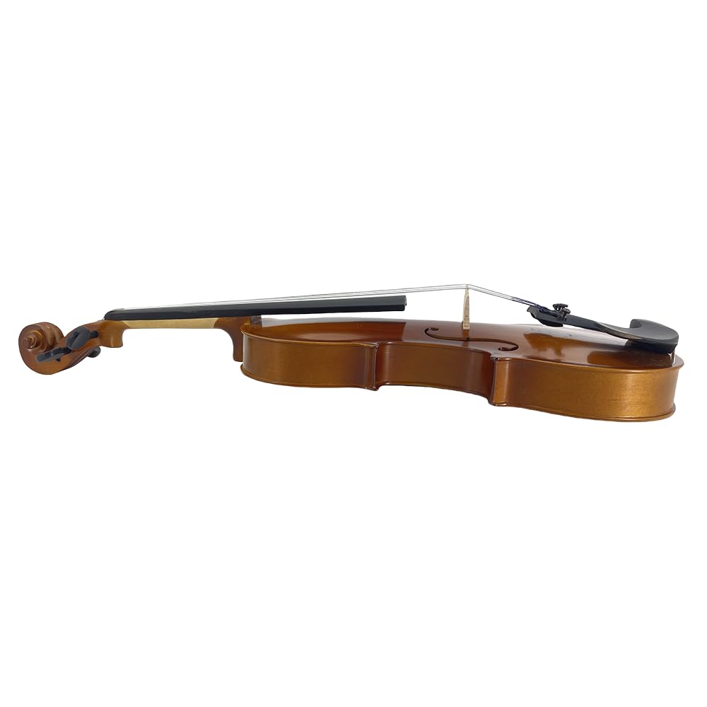 Vetimobato Handmade 4/4 Full Size Violin Set – Solid Flame Maple Back & Sides Spruce Top Ebony Fittings Complete Kit with Case Bow Shoulder Rest Strings for Beginners (Matte Open Box, 4/4)