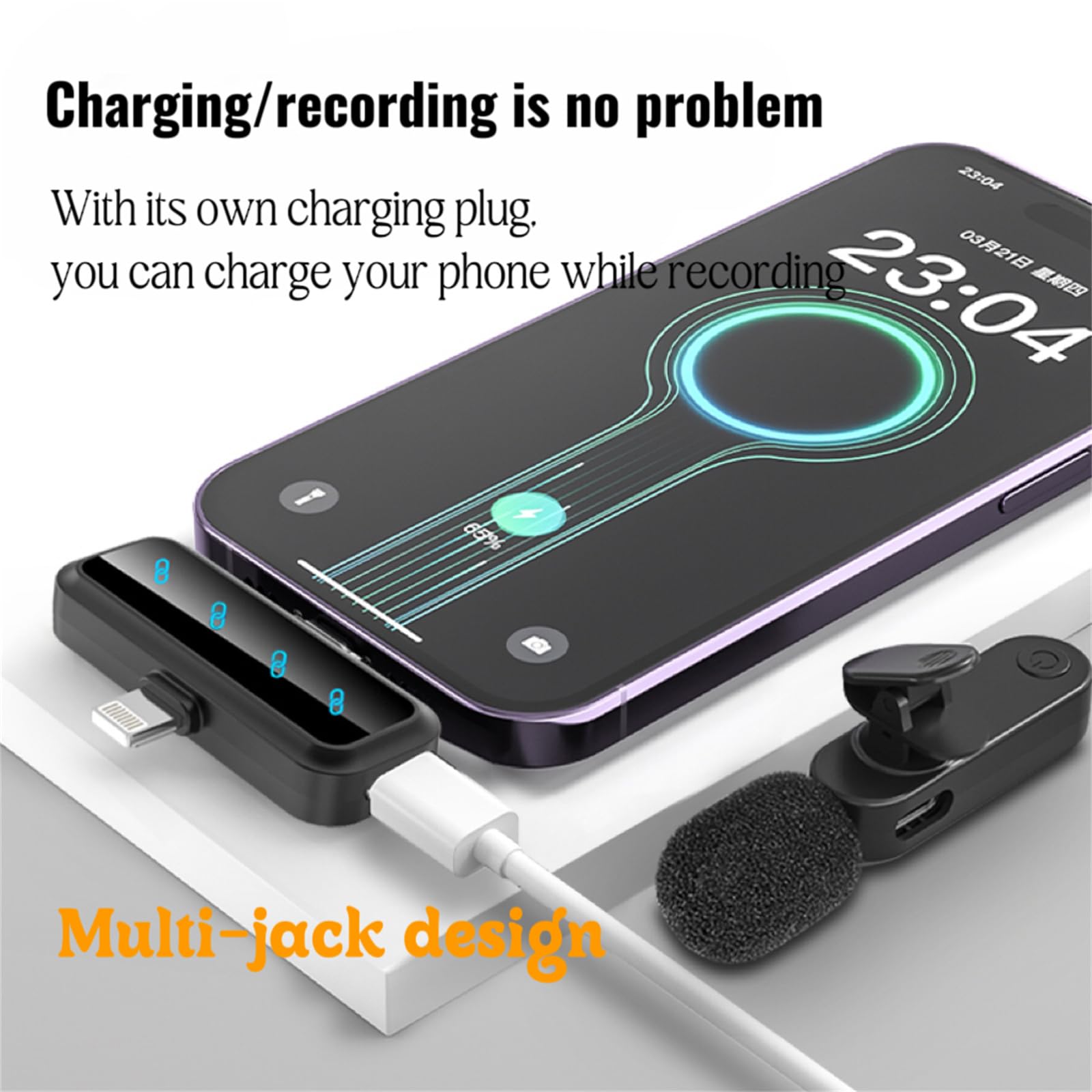 3 in 1/Four in one Wireless Lavalier Microphone for iPhone,iPad,Android,Camera,computer,mini Noise Reduction Recording Mic Ultra-Low Delay,for Vlog/ TikTok/YouTube Live Stream (Upgrade 4mic)