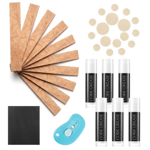 Treela 35 Pcs Clarinet Cork Replacement Kit Included 10 Clarinet Joint Replacement 17 Bb Woodwind Instrument Pads 6 Cork Grease 1 Sandpaper 1 Knife for Instrument Accessories Repair Parts