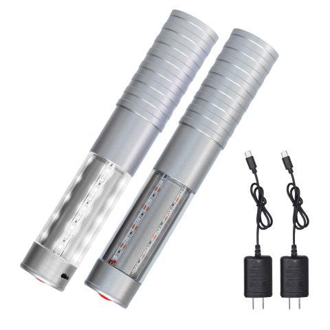 Strobe Bottle Girl Lights Baton Reusable Rechargeable LED Bottle Service Lights Service LED Champagne 2 Pcs for Bar Club Birthday Weddings Parties(Silver, White Light)