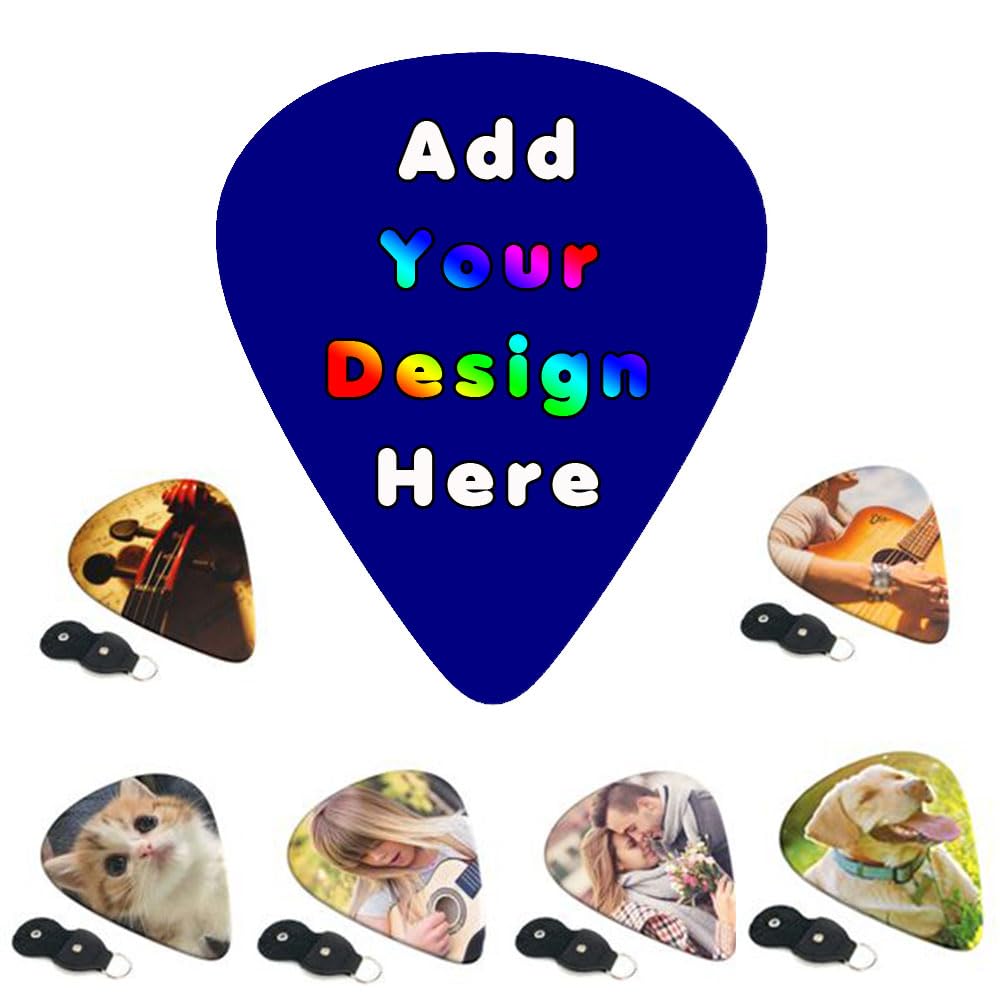 PLKIUYT 6-Pack Customized Guitar Picks Personalized Guitar Accessories Two Sides Printing with Your Name Text Picture Guitar Pick for Men and Women, Navy, 0.71mm