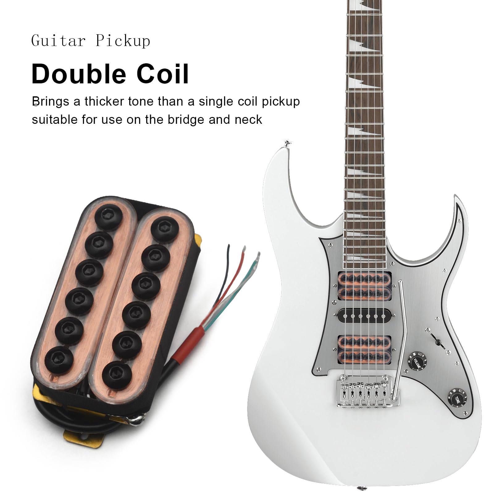 SAPHUE Adjustable Metal Double Coil Electric Guitar Pickups Humbucker Punk Neck/Bridge Pickup (Transparent)
