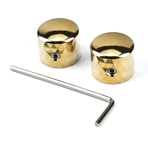 OVSAL 2Pcs Aluminum Alloy Electric Bass Guitar Knobs Speed Control 6.1mm（15/64″） Potentiometer Shaft Dome Metal Volume Tone Knobs for Electric Bass Guitar Replacement Parts (Gold)