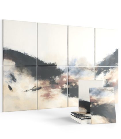 Wall Art Acoustic Panels,35”X24”Sound Absorbing Panels-8-Pack with 50 Adhesive Tabs, Decorative Sound Absorbing Panels for Living Room and Recording Studio, Offices-​Silent Fjord​