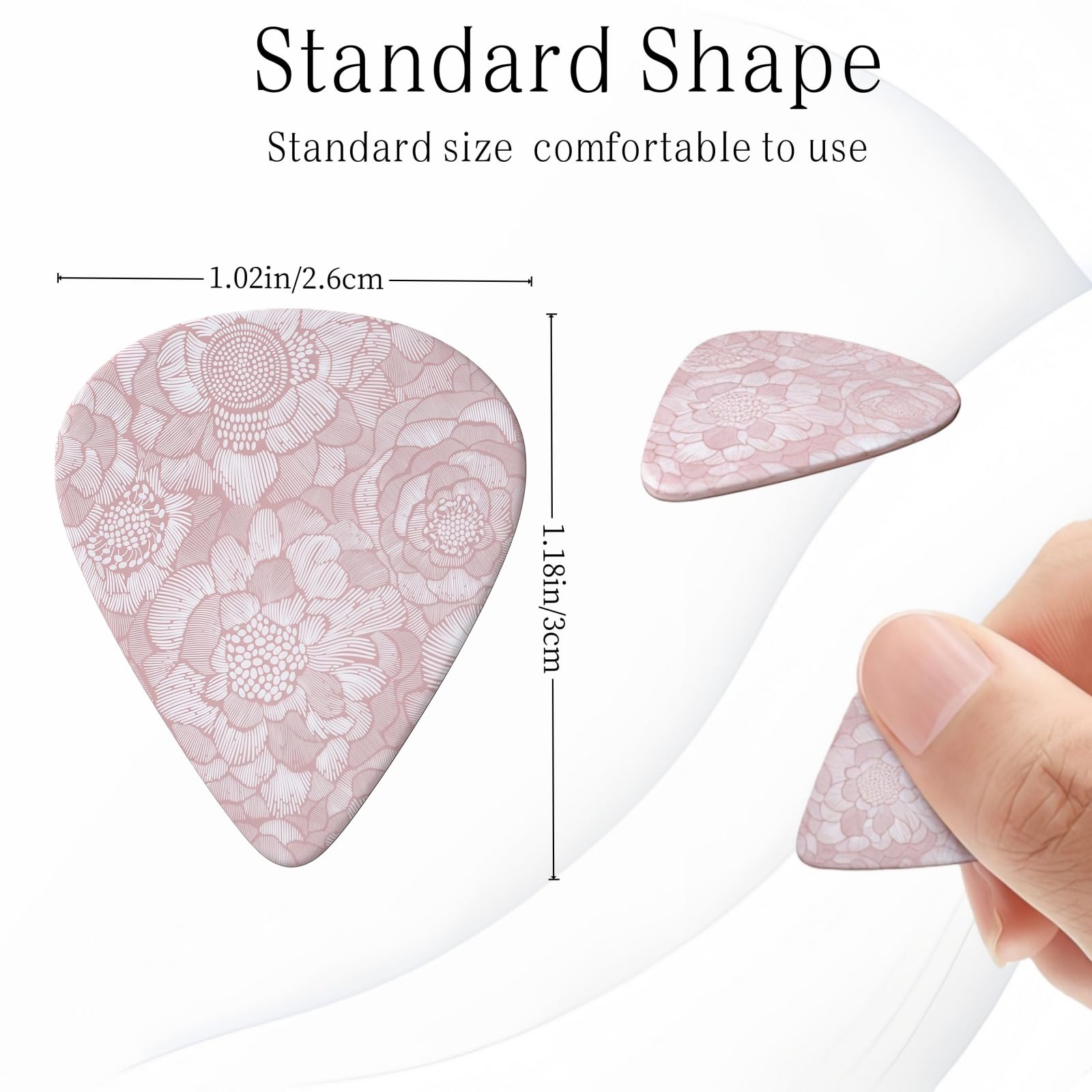 KWSAAHU 0.46mm Thin Guitar Picks – Pink Floral