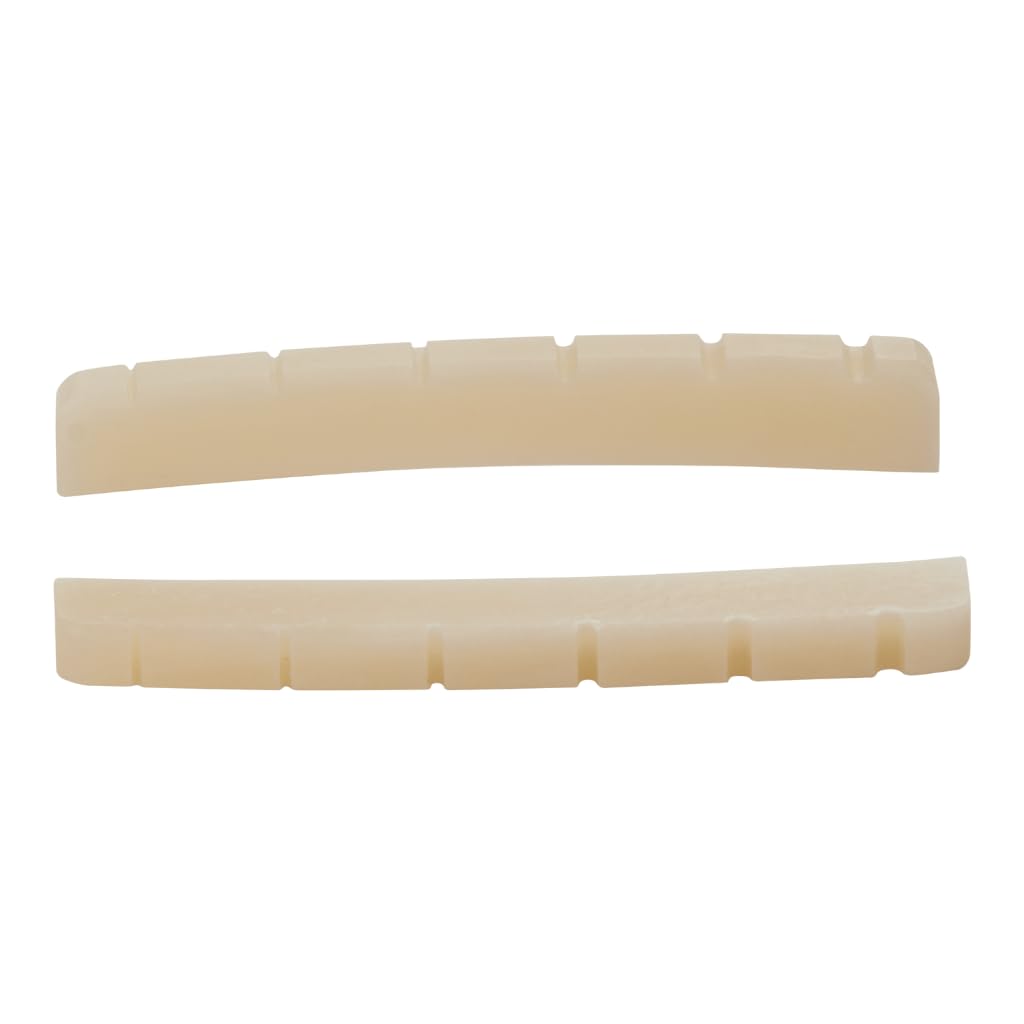 KAISH 2pcs Curved Bottom 9.5″ Radius * 42mm Length True Bone Nut Unbleached Pre-Slotted Bone Nut for Strat/Tele Guitars