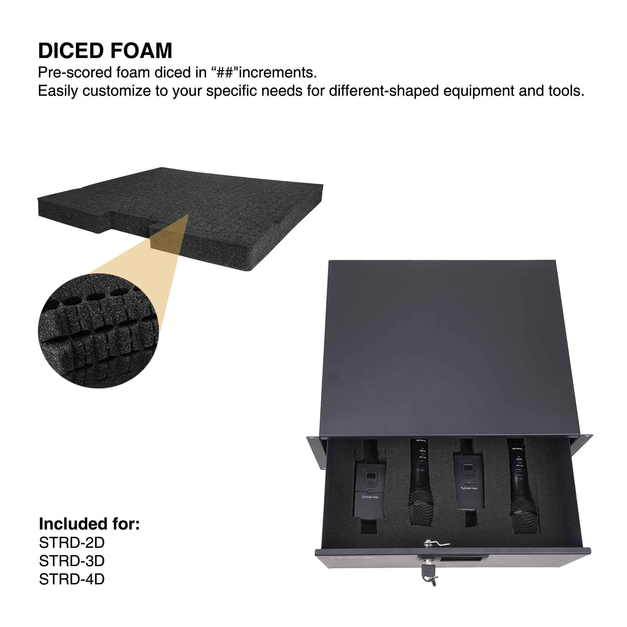 Sound Town 19-inch 4U Locking Rack Drawer, with Protection Foam (STRD-4D)