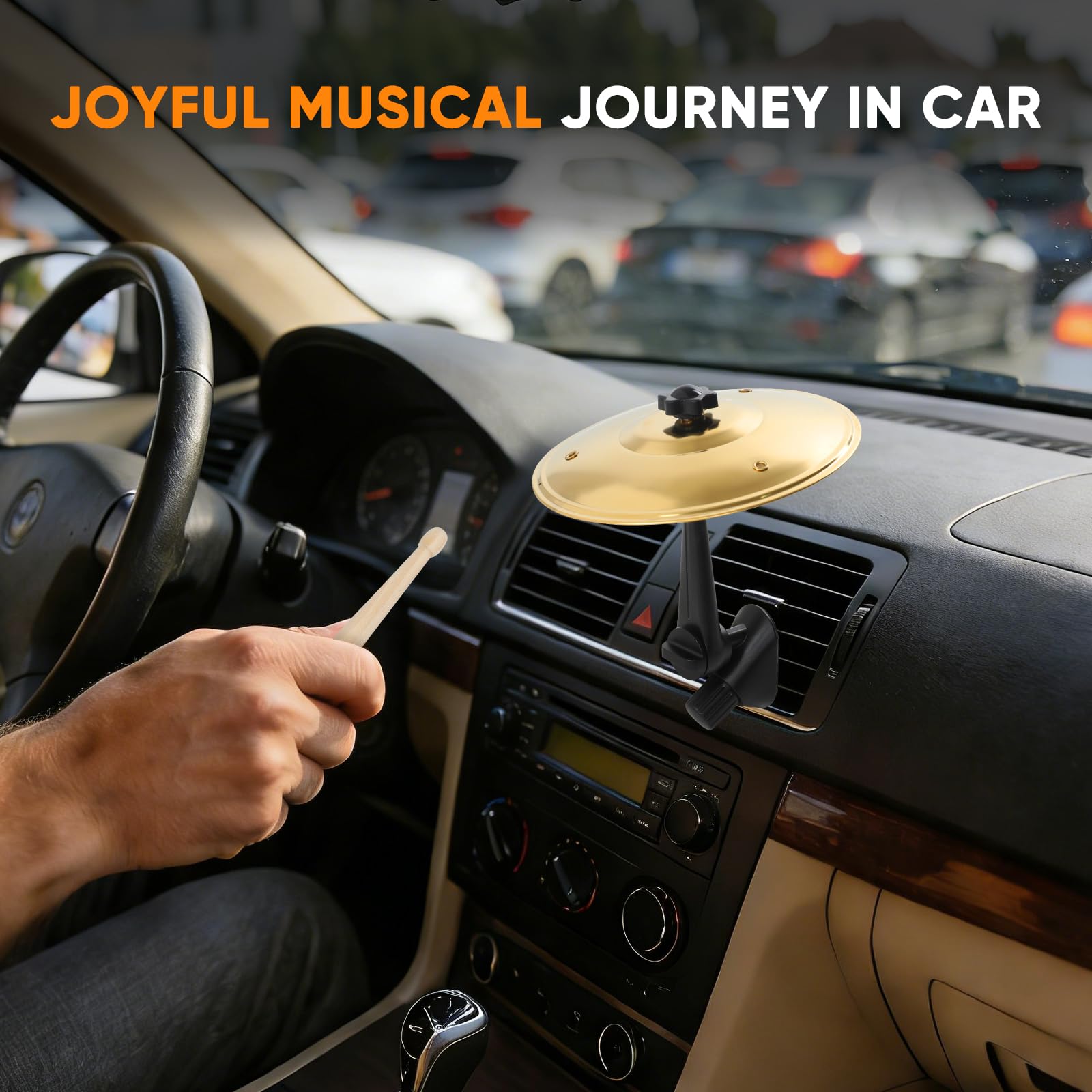 Ubblove Car Cymbal Mini Drum: Fun Dash Air Vent Music Gift for Rock Drummer
